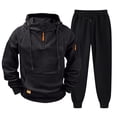 thumbnail image 2 of Zimjoy Hoodie Sweatpants Set Men, 1/4 Zip Hooded Sweatshirt with Arm Zipper Pocket & Black Drawstring Tapered Pants, Casual Tactical Athletic Sweatsuit for Outdoor Gym Daily Wear Black S, 2 of 6