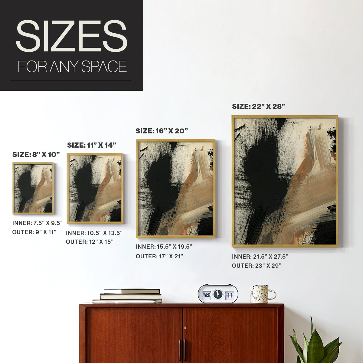 Baked Paintstrokes I Framed Print in Gold Solid Wood Framed Print No Nail Hanging