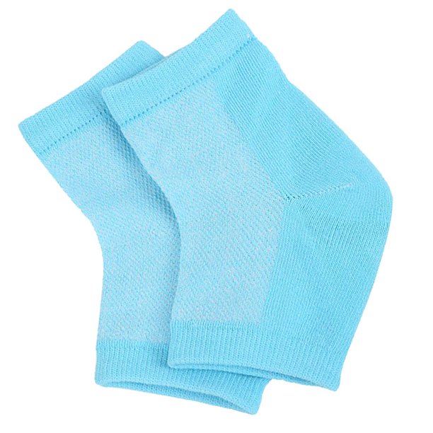 1 par de calcetines de gel para talón, hidratantes, para pedicura, cuidado de la piel de los pies, calcetines abiertos Azul
