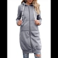 thumbnail image 3 of Sudadera con Capucha y Cremallera para Mujer, Chaqueta Informal de Larga para Otoño, Chaquetas Largas de Otoño con Bolsillos, Túnica Gris M, 3 of 9