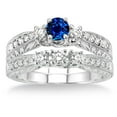 thumbnail image 2 of 1.5 Carat Sapphire and Diamond Antique Bridal set on 10k White Gold, 2 of 2