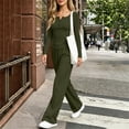 thumbnail image 5 of Feancey 2 Piece Sets for Women Tracksuit Outfits Button Up V Neck Long Sleeve Top and Sweatpants Sweatsuits Set Solid Color Lounge Two Piece Sets with Pockets Army Green XL, 5 of 9