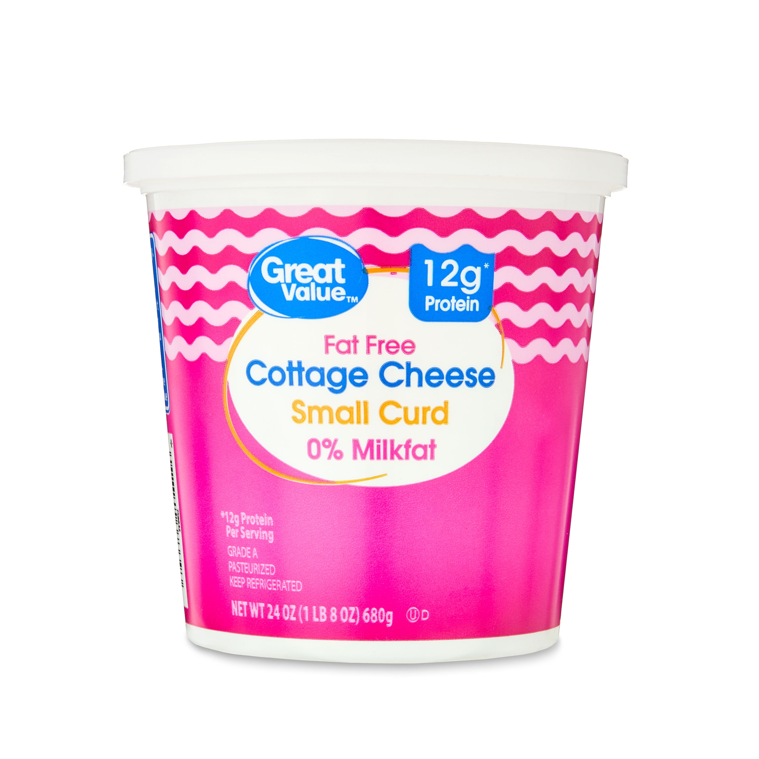 Great Value Fat Free Small Curd Cottage Cheese, 24 oz Tub