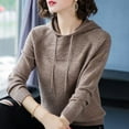 thumbnail image 1 of Suéter de punto para mujer, con capucha, suelto, de manga larga, para otoño e invierno, suéter con capucha, camisa básica, 1 of 5
