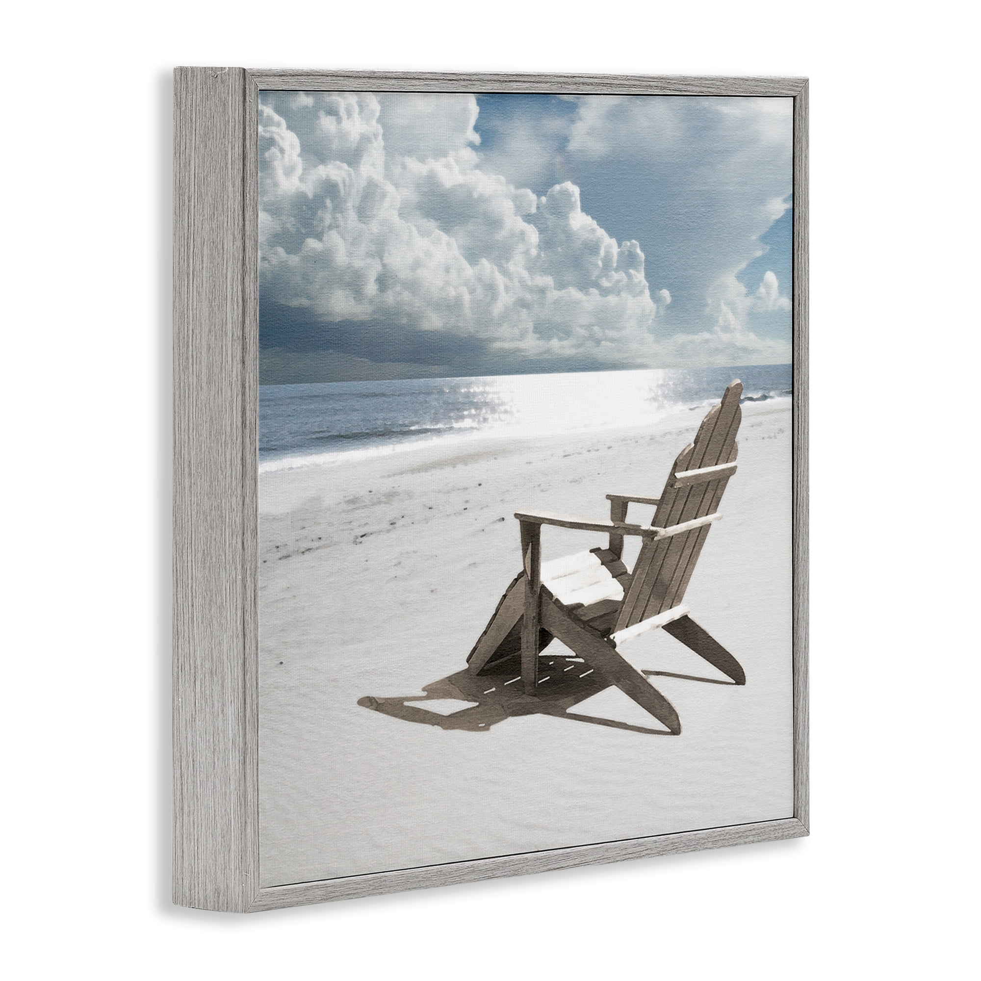 Stupell Industries Rolling Clouds Beach Coastal Photography Gray Framed Art Print Wall Art, 17 x 17