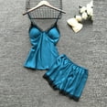thumbnail image 4 of IDALL Womens Pajama Sets Night Gowns for Adult Women Silk Pajamas for Women Sleepwear Lace Robe Set Pajamas Nightsilk Lace Tops for Women Womens Loungewear Set Light Blue XXL, 4 of 5