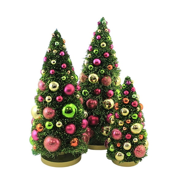 Cody Foster Spire Tree Set/3 Plastic Christmas Ornaments Decorated Ms367