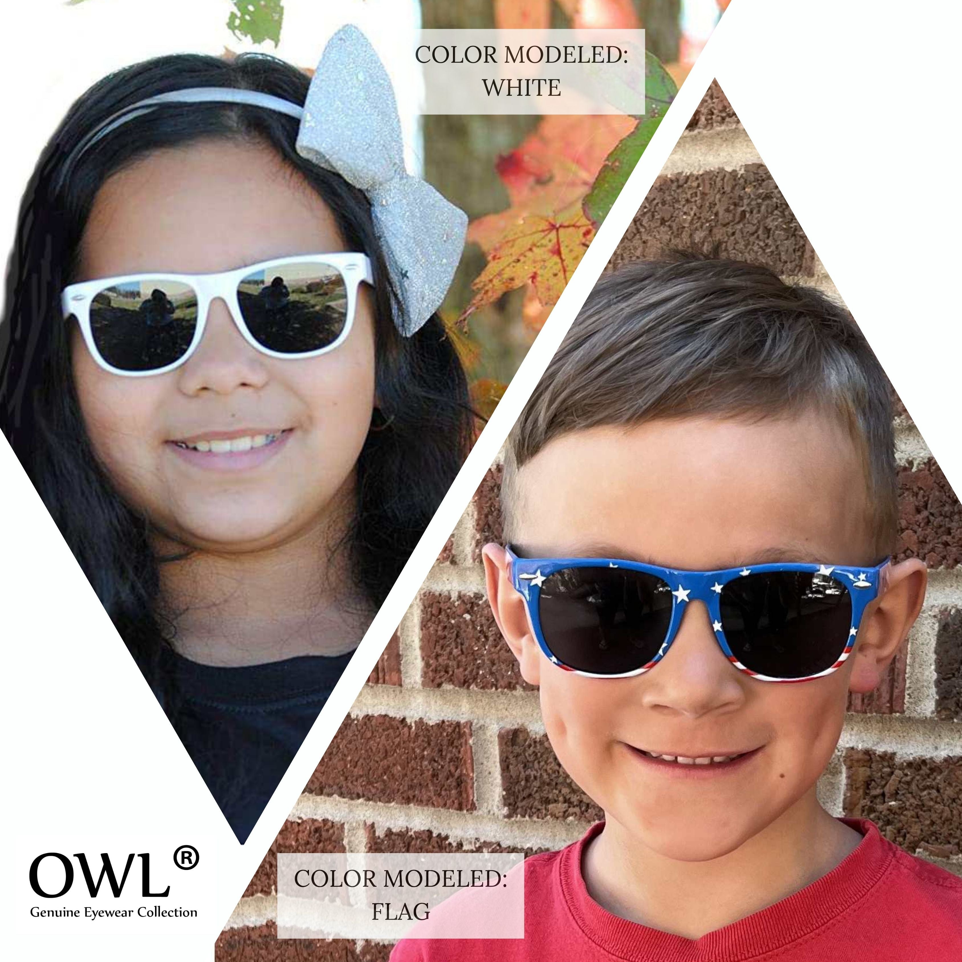OWL Matte Frame Kids Sunglasses UV400 Protection Polarized Anti-Glare Toddler Sunglasses Bulk (10 Pack)