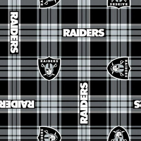NFL Las Vegas Raiders 58" 100% Polyester Fleece Sports Logo Fabric By the Yard, Black and Gray