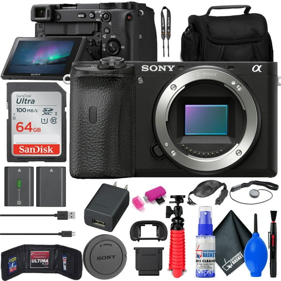 Sony a6600 Mirrorless Camera + NP-FZ100 Compatible Battery + 64GB Card + More