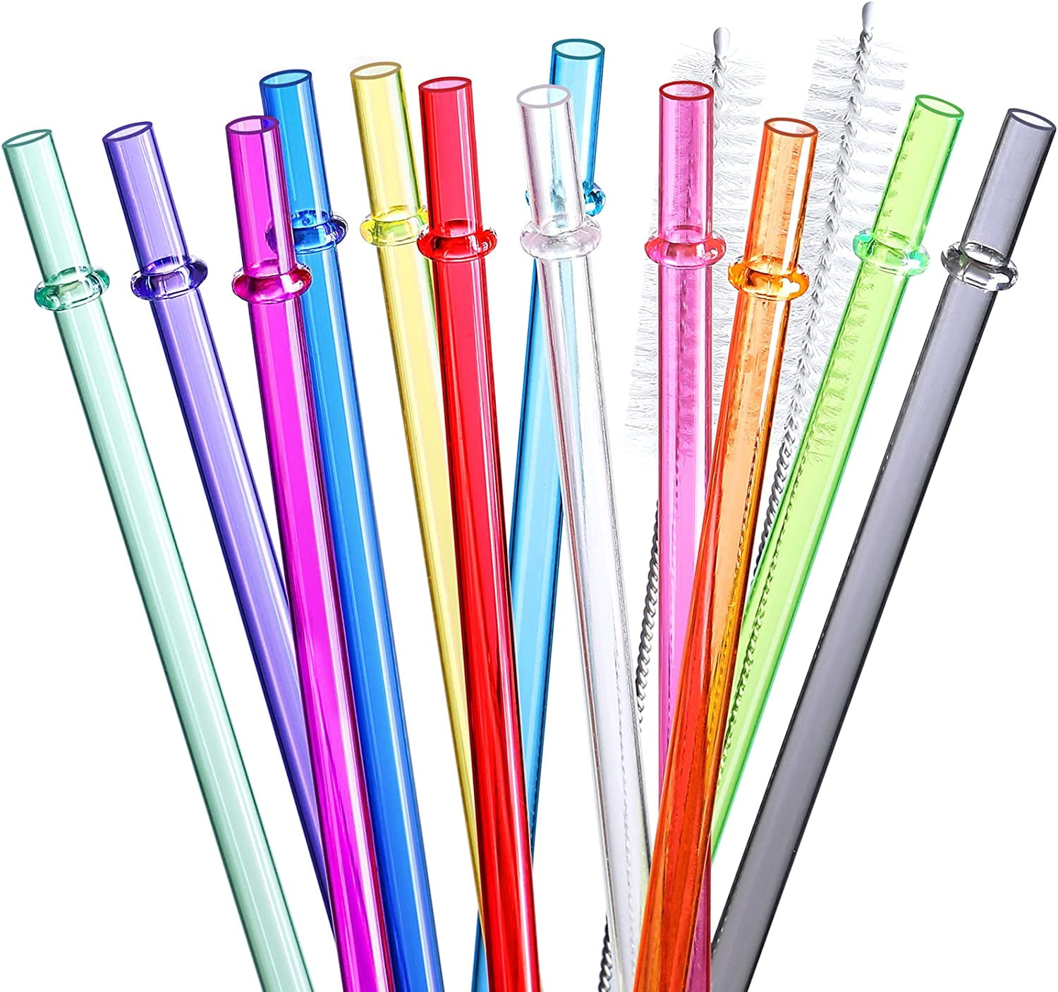 12 Pieces 9 Inches Clear Reusable Plastic Straws for Tall Cups, Tumblers  and Mason Jars, BPA-Free Unbreakable Drinking Straws with 1 Cleaning Brush