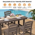 thumbnail image 5 of KINGYES 7-Piece Outdoor Dining Set, HDPE Patio Table and Chairs with Umbrella Hole, Dark Brown, 5 of 13