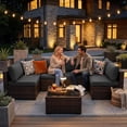 thumbnail image 7 of LAUSAINT HOME 7 Pieces Patio Conversation Set, Outdoor Sectionals with 6 Chairs and 1 Coffee Table, Gray Cushions, 7 of 7
