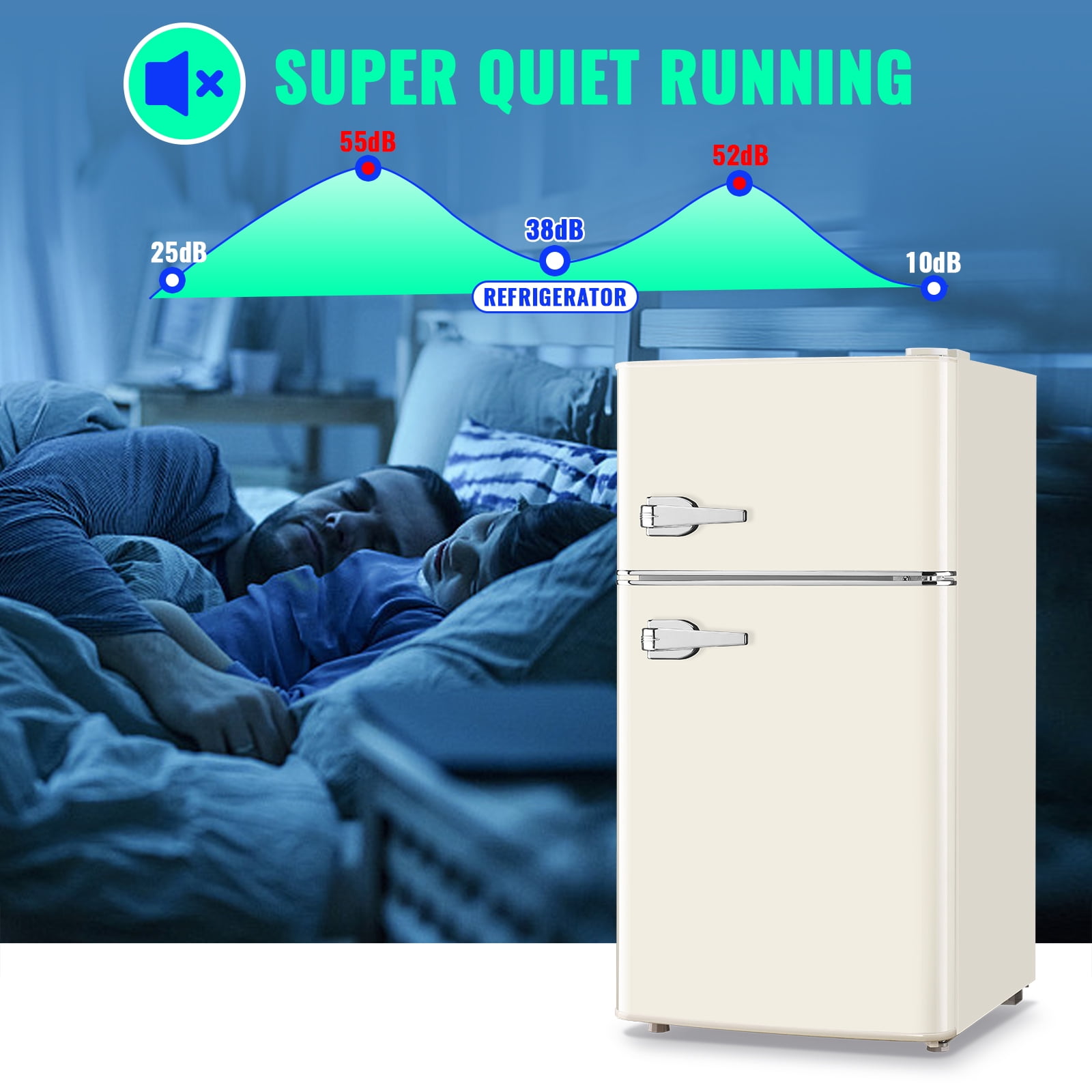 Tacool 3.5 Cu.ft Retro Mini Fridge with Freezer, 2 Door Small Refrigerator with 7 Adjustable Thermostat for Home, White