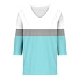 thumbnail image 4 of CONZONE Womens Summer T-Shirts 3/4 Sleeve T Shirts for Women Casual V Neck Patchwork Color Lightweight Tees Soft Cozy Dailywear, 4 of 4
