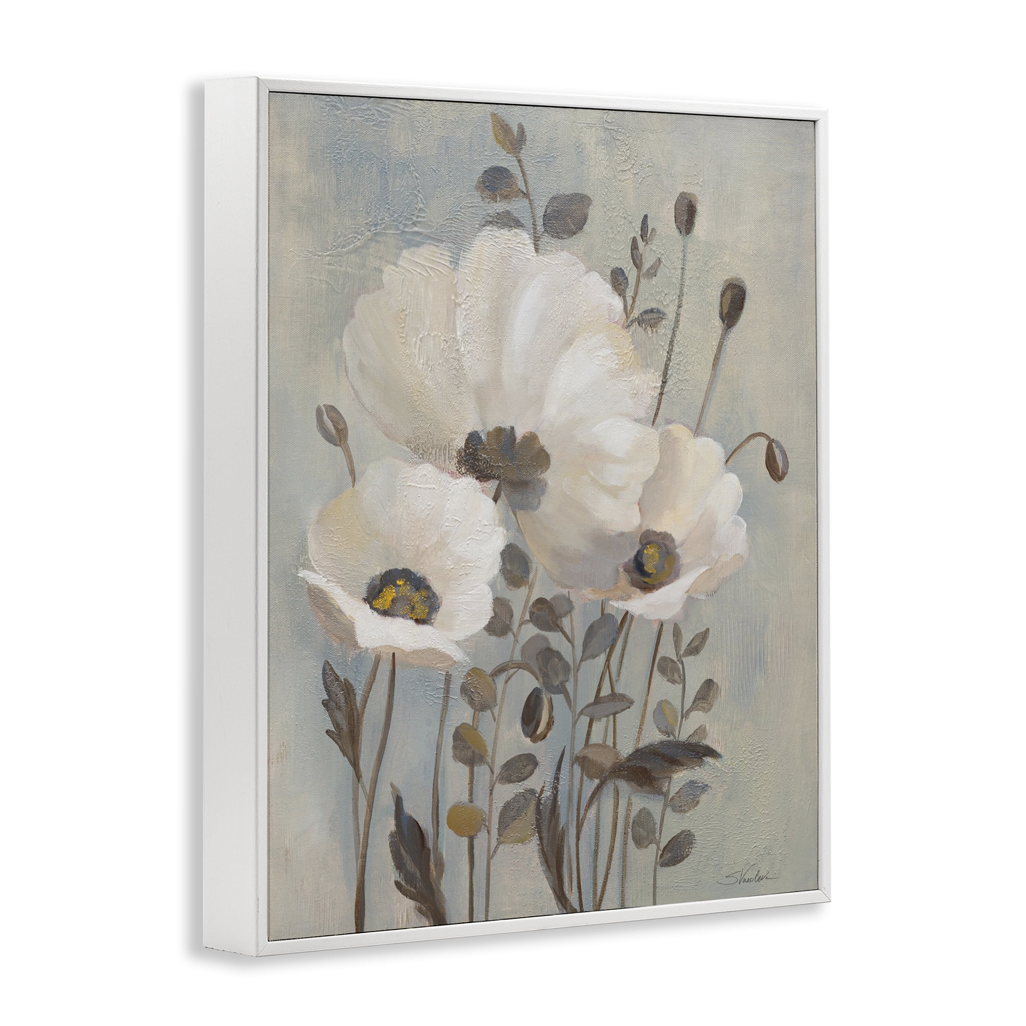 Stupell Industries Traditional Neutral Poppies Botanical & Floral Painting White Framed Art Print Wall Art, 24 x 30