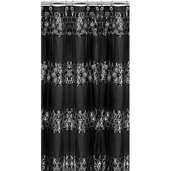 popular bath shower curtain, sinatra collection, 70" x 72", black