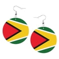 thumbnail image 6 of Round Leather Earrings For Women Guyana Flag Drop Earrings Lightweight Dangle Earrings, 6 of 6