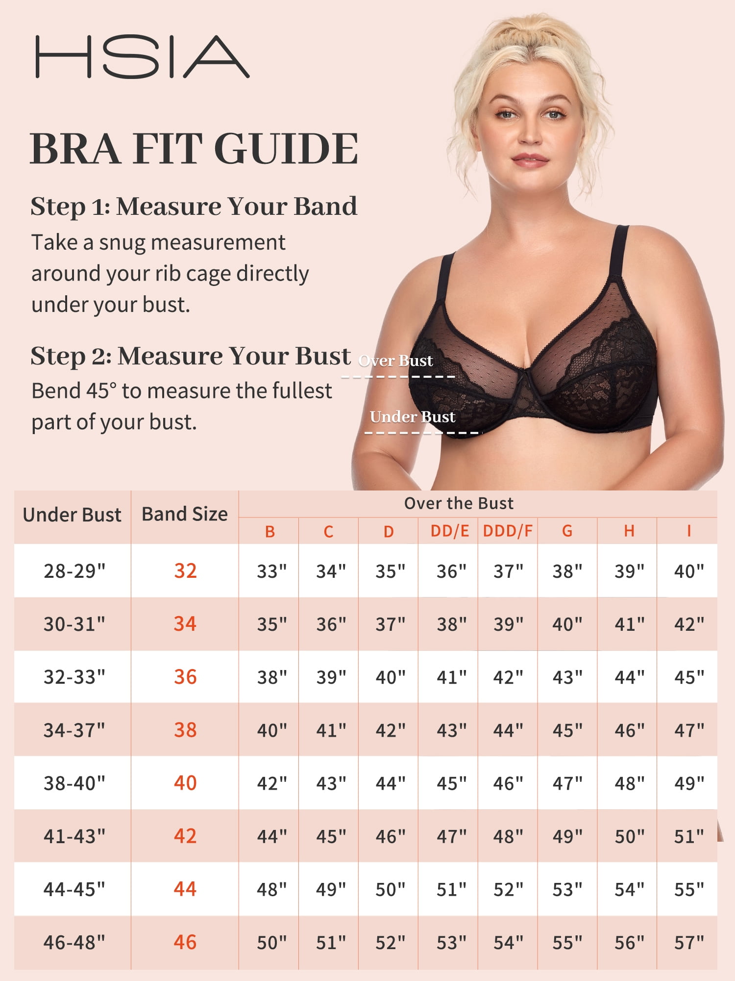 HSIA Plus Size Bras for Women Full Coverage Back Fat Underwire Unlined Bras  Black 36D 