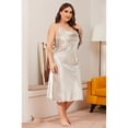 thumbnail image 1 of BeautyIn Women's Satin Nightgown Plus Size Solid Long Slip Sleep Dress, 1 of 5