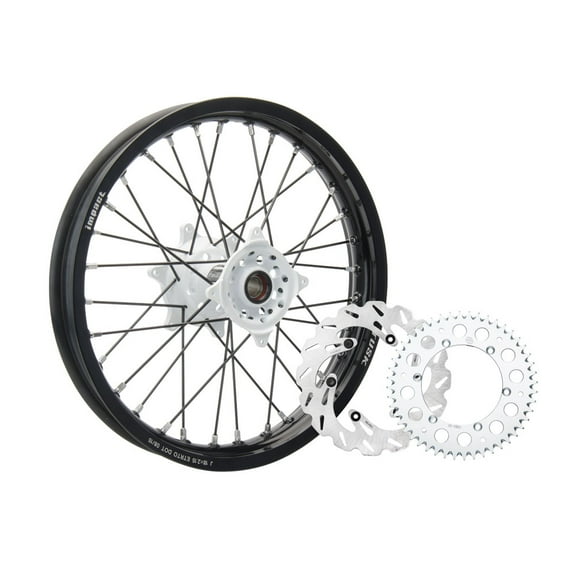 Tusk Impact Complete Rear Wheel Package 19 x 2.15 Black Rim/Black Spoke/White Hub For Yamaha WR450F 2003-2009,2011-2021