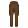 thumbnail image 6 of BXINGOHAI Cotton Cargo Pants For Men Breathable Hiking Pants Heavyweight Loose Fit Elastic Waistband Work Pant Solid Sport Jogging Long Pants With Pocket Brown,XL, 6 of 6