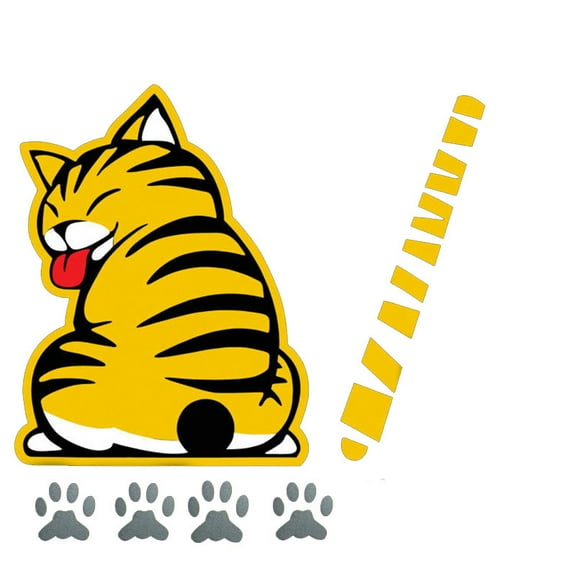 Car Reflective Stickers Cute Cat Wiper Stickers Rear Windshield Cartoon Cat Decorative Stickers