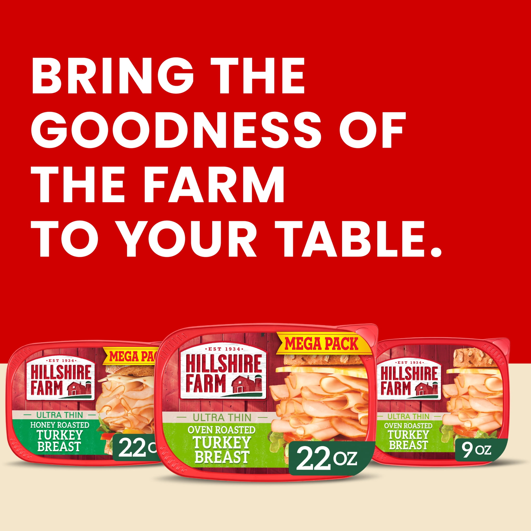 Hillshire Farm Ultra Thin Sliced Oven Roasted Turkey Breast Lunchmeat, 22 oz Plastic Tub, Refrigerated