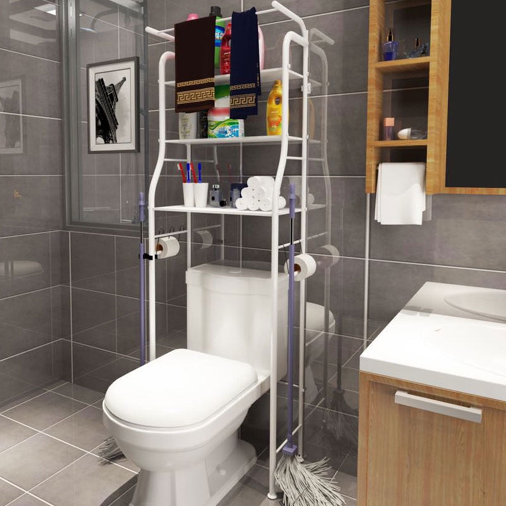 Free Standing 3 Shelf Bathroom Cabinet Pearl Nickel Finish – Rispa