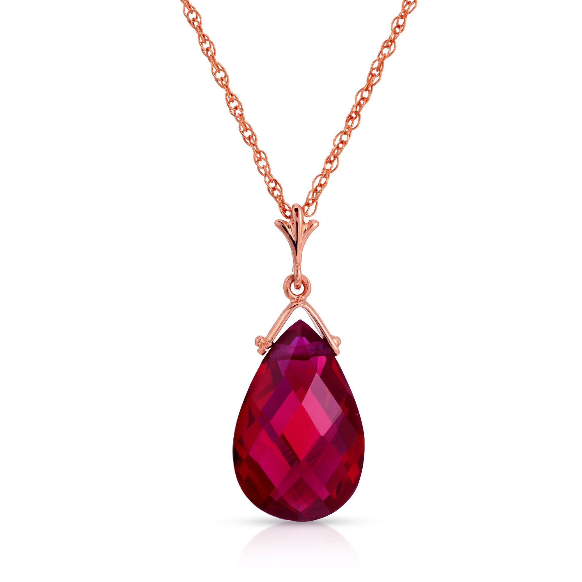 Galaxy Gold 14K Solid Gold Natural Ruby Briolette Necklace for Women - Rose Gold Fine Jewelry