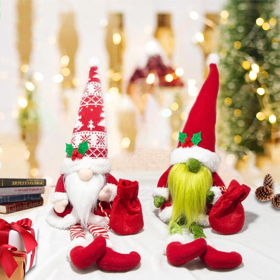 Janrevotw 2 Christmas Elf Plush Dolls, Christmas Decorations, Cute Christmas Gnome Plush Toys For Indoor Decor