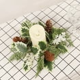 thumbnail image 4 of Winter Candle Rings Wreath, Christmas Artificial Pine Cone and White Berry Candle Holder, Frosted Greenery Xmas Candlestick Ring for Holiday Table Decor, Party Wedding Centerpieces, 4 of 7