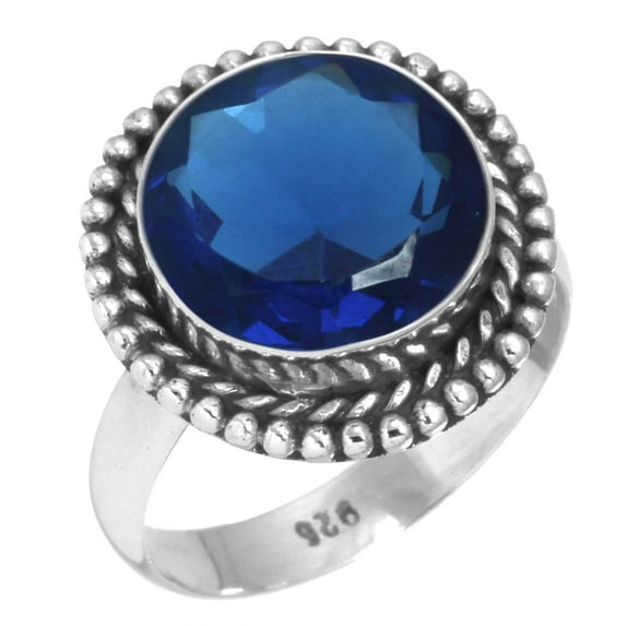925 Silver Ring For Women Blue Sapphire Simulated Stone Silver Ring Size 5 September Birthstone Boho Silver Ring Size 5 Gift For Women On Valentine's Day 925 Silver Jewelry With Gemstone