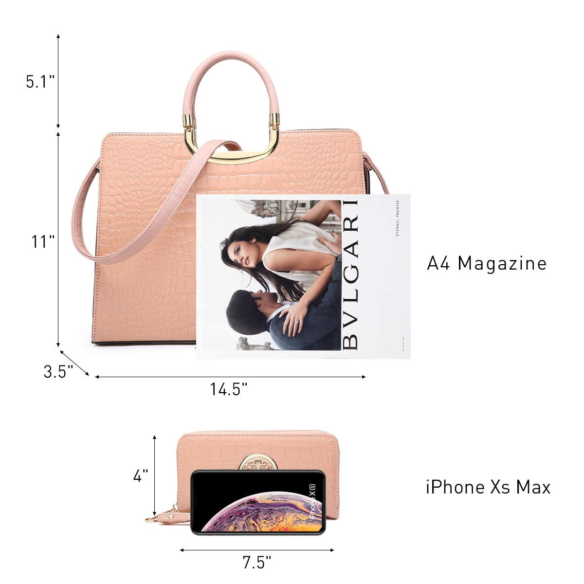 Dasein Women Handbag Top Handle Shoulder Bag Tote Satchel Purse Work Bag with Matching Wallet