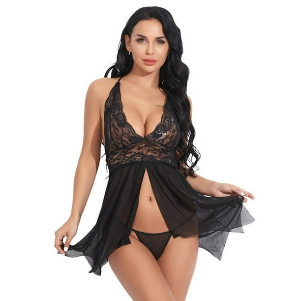 Lace Sexy Lingerie Sets Dress Women Bra Set Night Gowns G-string