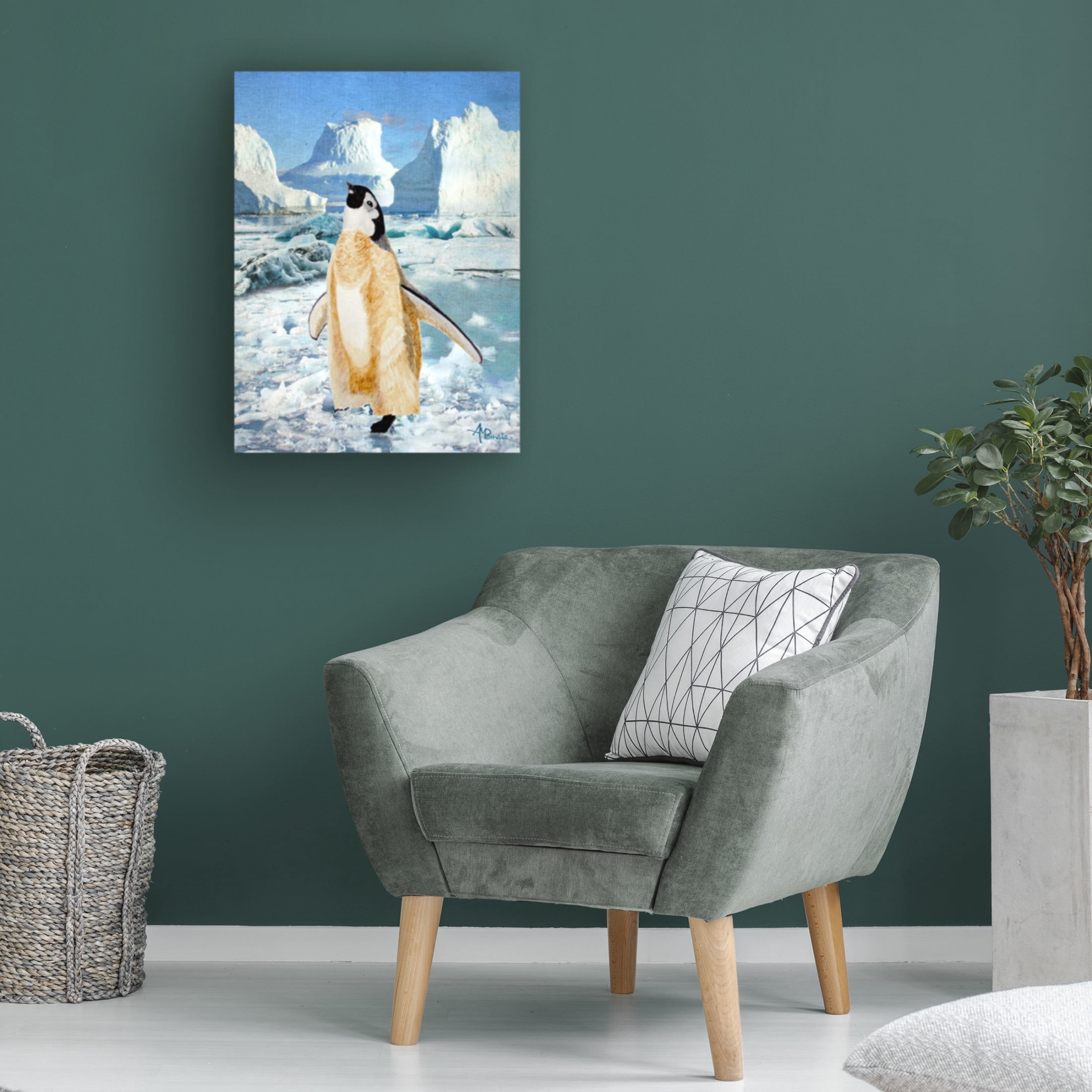 Canvas Wall Art - Angeles M. Pomata 'Penguin Chick In The Arctic' Wall Art for Living Room, Bedroom, or Office D?cor by Trademark Fine Art - 35 x 47 Inches