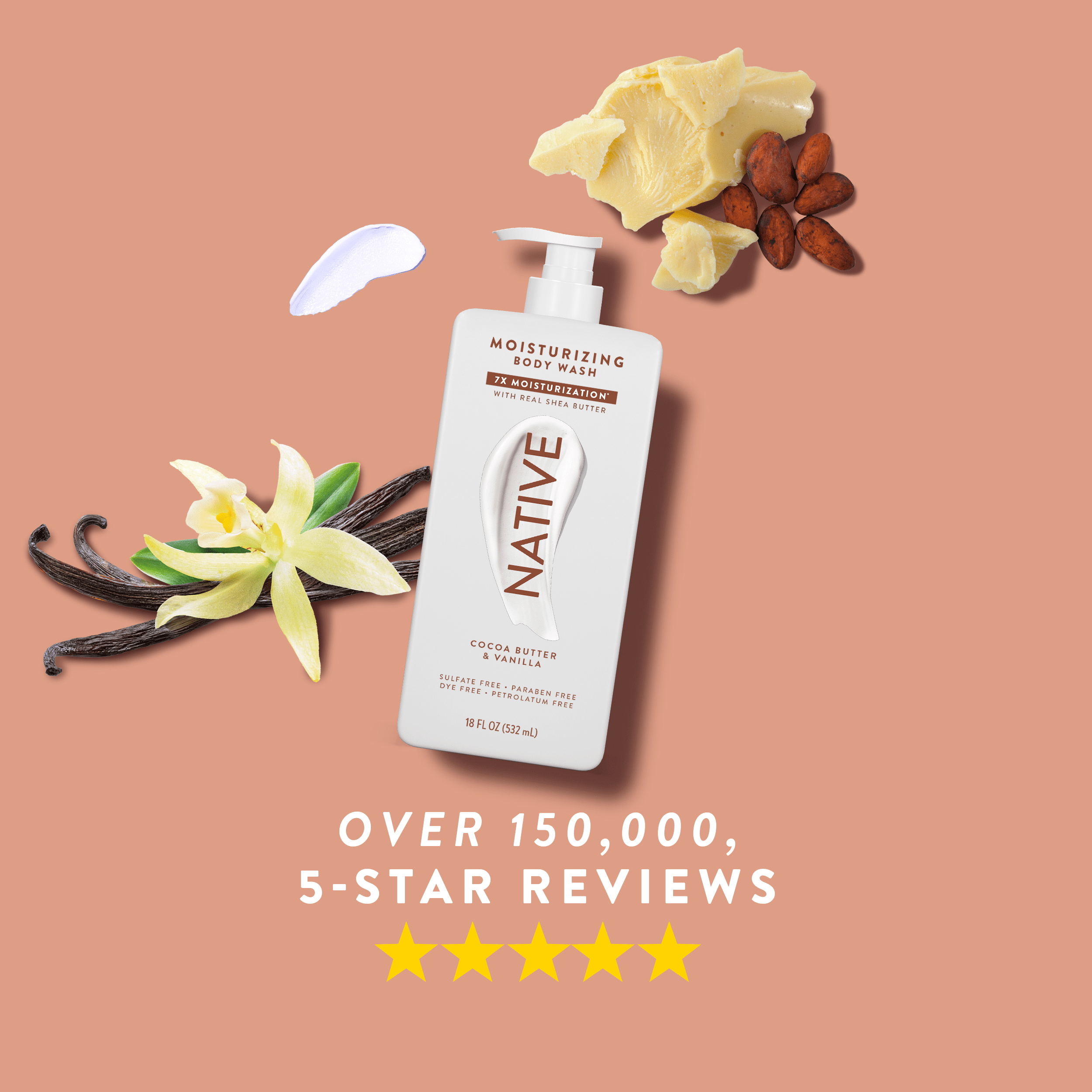 Native Cocoa Butter & Vanilla Moisturizing Body Wash 18 oz