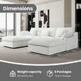 thumbnail image 3 of The Magic Home 5-Seater Cloud Modular U-Shaped Linen Sectional Sofa, White, 3 of 13
