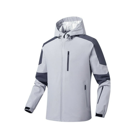 Fashion Women Comfortable Casual Color Block Interchange Jacket Drawstring Pocket Long Sleeve Hooded Casual Outwear Jackets