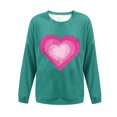 thumbnail image 4 of Women's Heart Printed Sweatshirt Long Sleeve Crewneck Casual Loose Vintage FLower Graphic Pullover Tops Light Blue XXL, 4 of 4