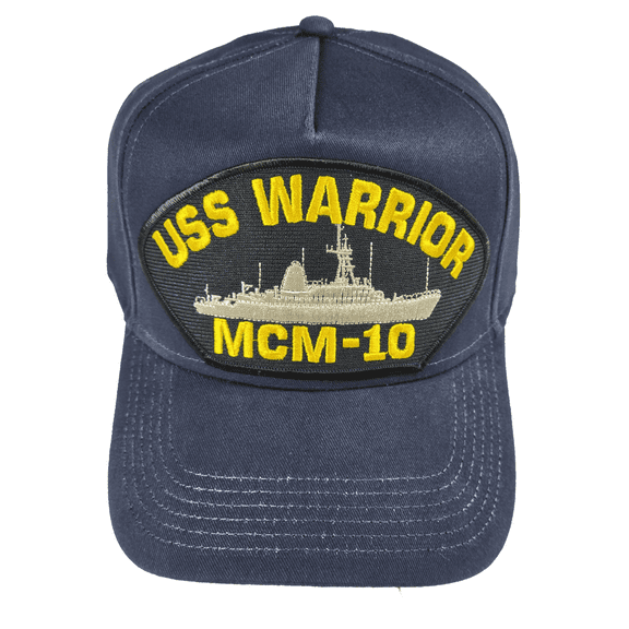 USS Warrior MCM-10 Ship HAT - Navy Blue - Veteran Owned Business