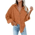thumbnail image 2 of Women Casual Corduroy Shirt Oversize Ladies Shacket Jacket Long Sleeve Button Down Boyfriend Blouse Open Front Coat Top, 2 of 8