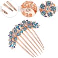 thumbnail image 4 of Unique Bargains Women Rhinestone Inlaid Flower Hair Comb Hairpin Hair Accessory Rhinestone Head Pieces Blue, 4 of 7