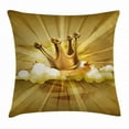 thumbnail image 1 of King Throw Pillow Cushion Cover, Medieval Fairytale Inspired Crown with Clouds Abstract Bold Striped Image, Decorative Square Accent Pillow Case, 16 X 16 Inches, White Yellow and Gold, by Ambesonne, 1 of 2