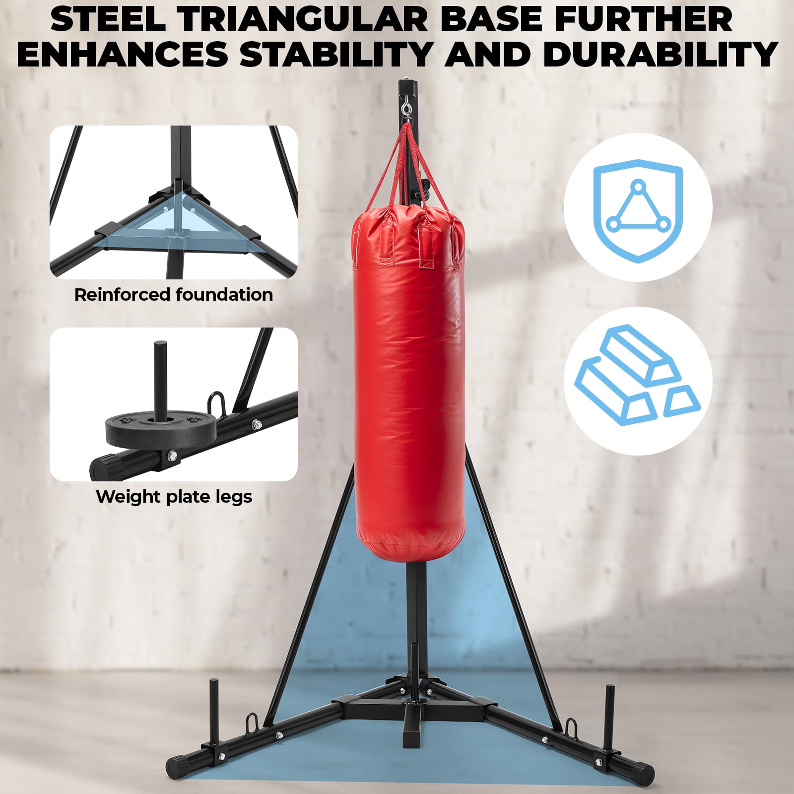 LAZY BUDDY Heavy Bag Stand, Height Adjustable Punching Bag Stand  Holds Up to 150 lbs for Home Gym Fitness (without Boxing Bag)