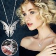 thumbnail image 3 of Guodhu Women's Silver Plated Filigree Butterfly Pendant Necklace (Filigree Butterfly) CZ Crystal 3D Butterfly Pendant Necklace, 3 of 9