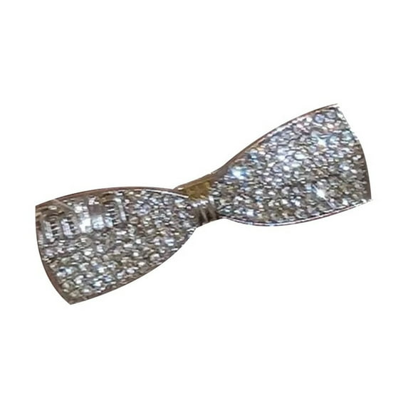 CSChome Bow-knot Hairpin Women Knot Hairpin Side Clip Shiny Cubic Zirconia Lightweight Stainless Bangs Styling Tool