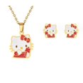 thumbnail image 1 of Collar con colgante de gato chapado en oro, conjunto de joyas con pendiente de tuerca, joyería de acero inoxidable de Hello Kitty al por mayor, 1 of 4