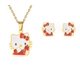 thumbnail image 1 of Collar con colgante de gato chapado en oro, conjunto de joyas con pendiente de tuerca, joyería de acero inoxidable de Hello Kitty al por mayor, 1 of 4