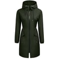 thumbnail image 6 of CFLVAEK Women's Long Rain Jackets Plus Size Drawstring Waisted Waterproof Hooded Trench Coat Outdoor Hiking Windbreaker with Pockets Army Green L, 6 of 6